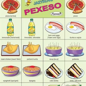 Jazykové pexeso: Food and Drinks / Jedlo a nápoje -  jazykové pexeso -  pexeso angličtina -  pexeso nemčina -  pexeso na učenie cudzích jazykov -  ako deti učiť cudzie jazyky -  ako deti učiť slovíčka v cudzích jazykoch